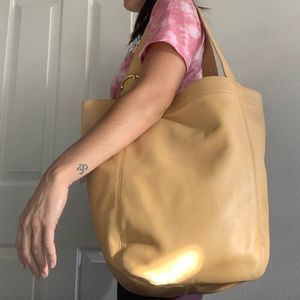 VINTAGE Coach Large Leather Hobo Bag, Sand Colored